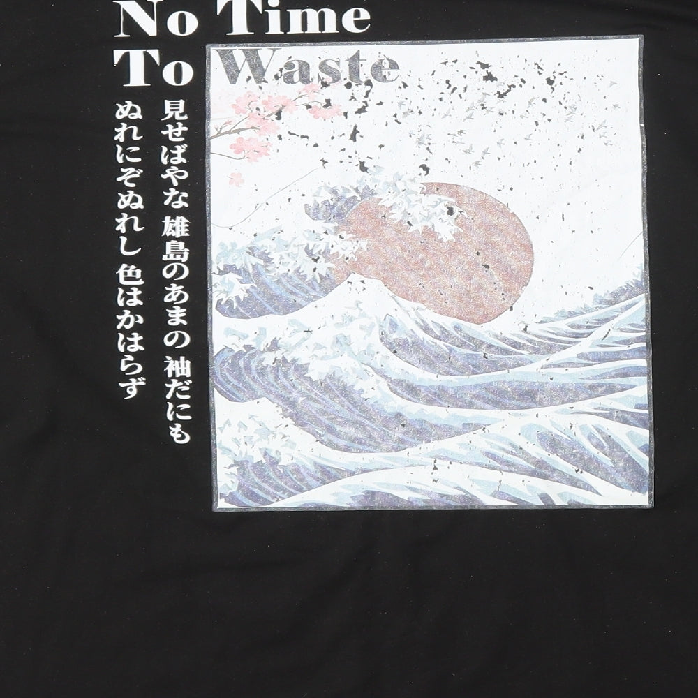 SheIn Womens Black  Polyester Basic T-Shirt Size M Round Neck