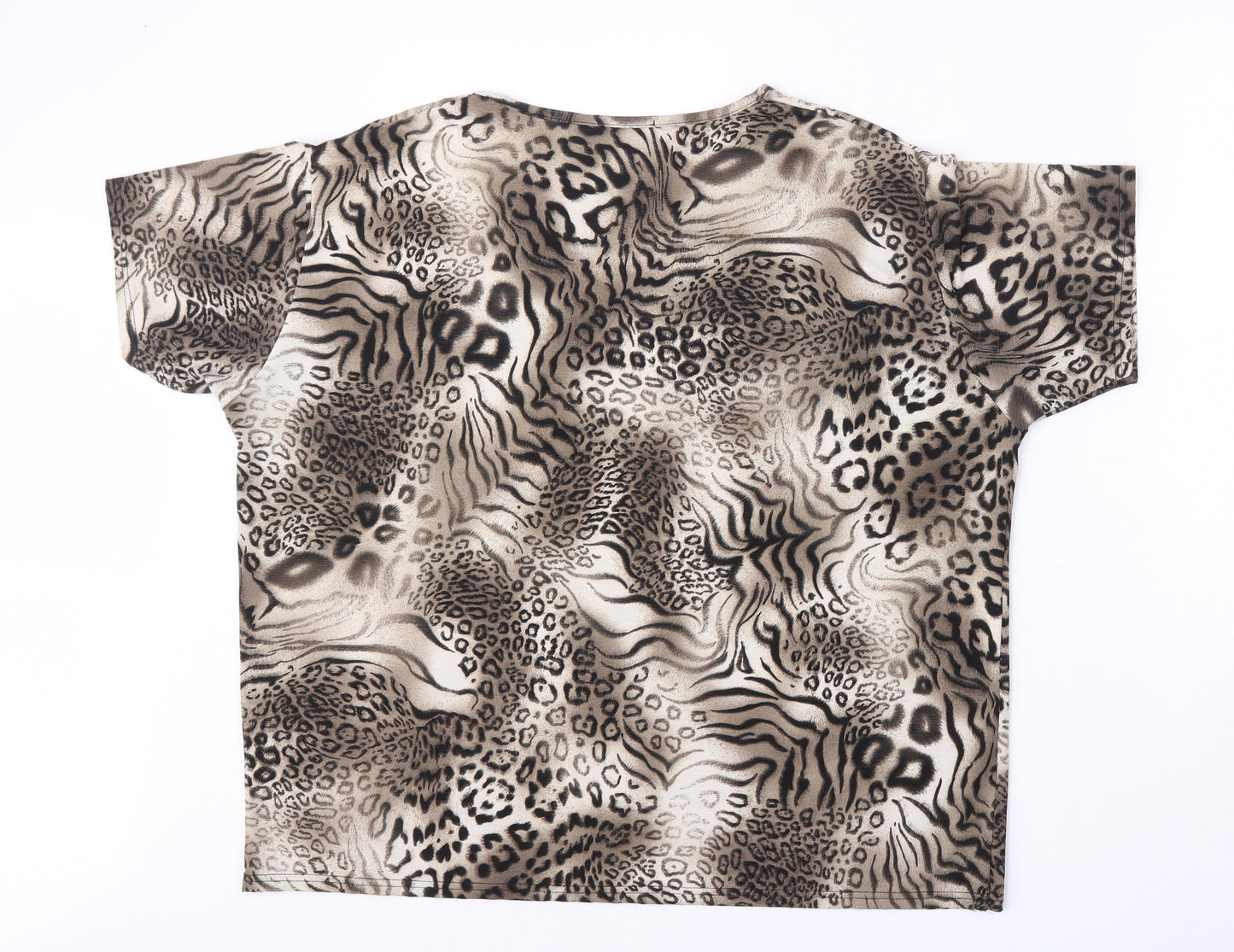 Bonmarche Womens Multicoloured Animal Print Polyester Basic T-Shirt Size XL Round Neck