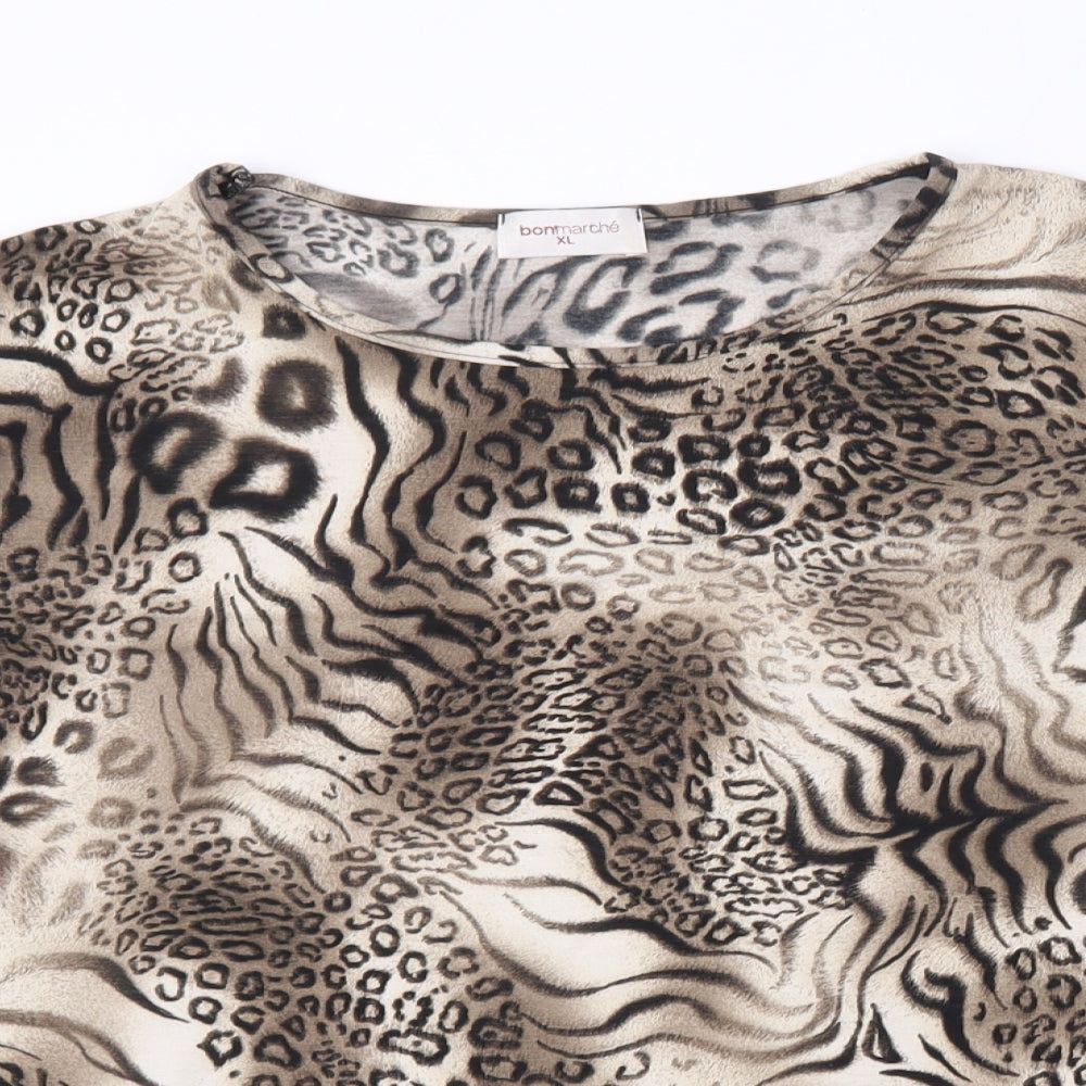 Bonmarche Womens Multicoloured Animal Print Polyester Basic T-Shirt Size XL Round Neck
