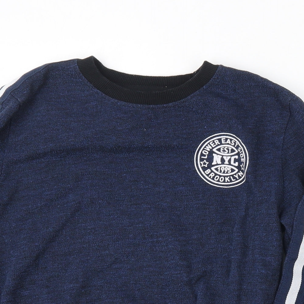 Primark Boys Blue Round Neck  Cotton Pullover Jumper Size 7-8 Years