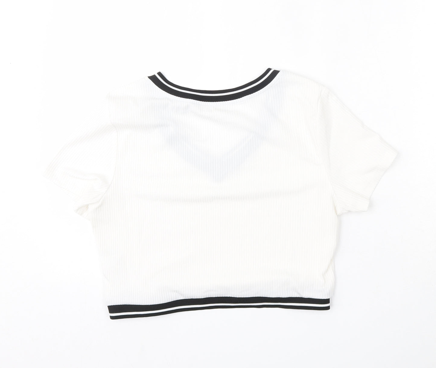 SheIn Womens White  Cotton Basic T-Shirt Size L V-Neck