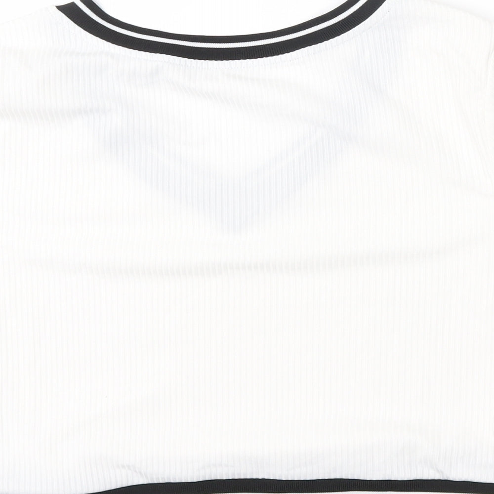 SheIn Womens White  Cotton Basic T-Shirt Size L V-Neck