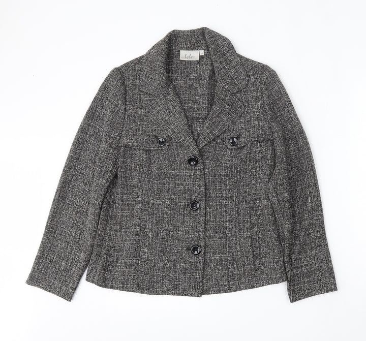 Isle Womens Grey Polyester Jacket Blazer Size 10