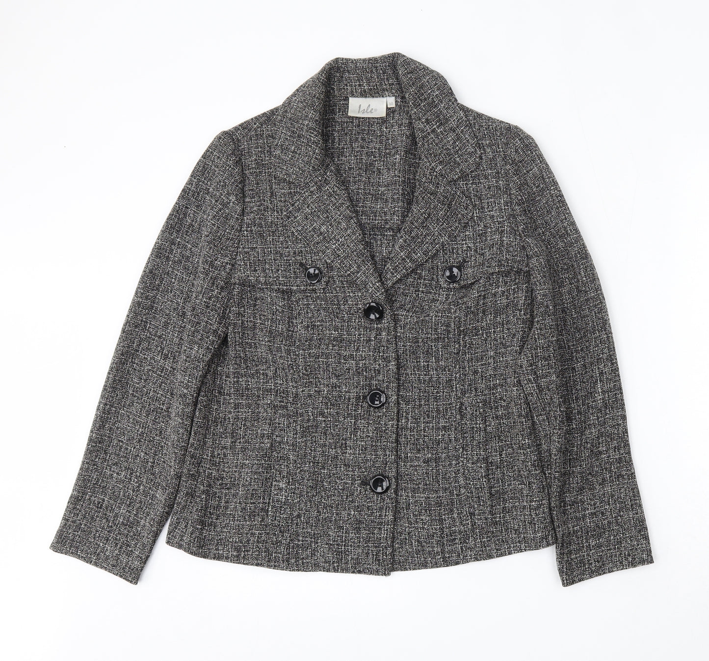 Isle Womens Grey  Polyester Jacket Blazer Size 10
