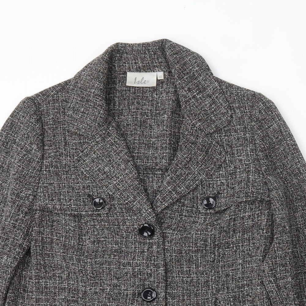 Isle Womens Grey  Polyester Jacket Blazer Size 10
