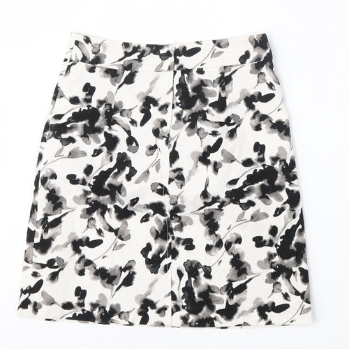 H&M Womens White Floral Polyester A-Line Skirt Size 8