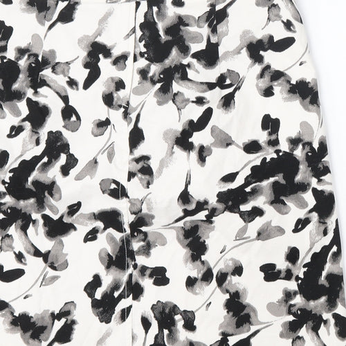 H&M Womens White Floral Polyester A-Line Skirt Size 8