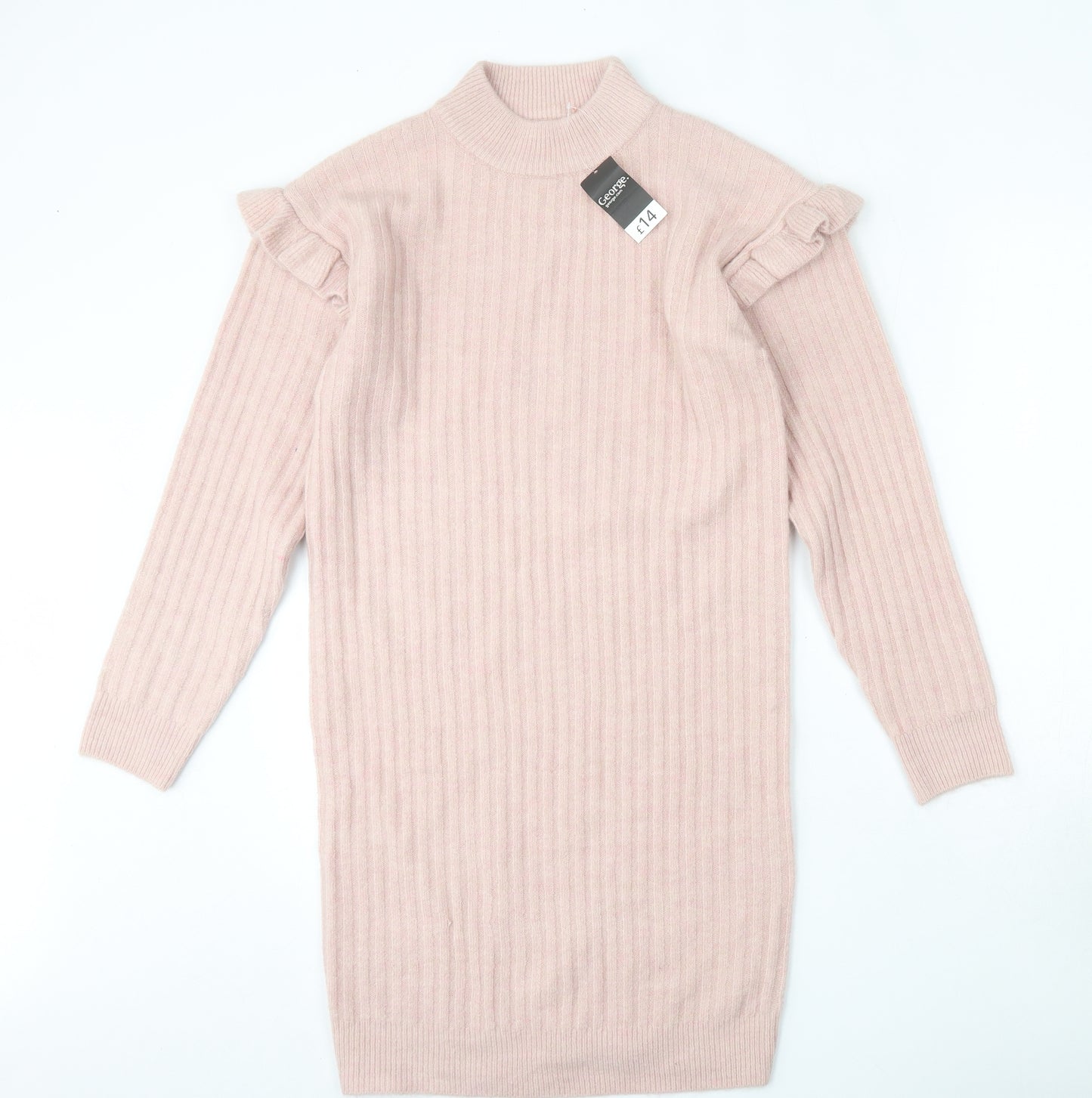 George Girls Pink  Acrylic Jumper Dress  Size 12-13 Years  Round Neck
