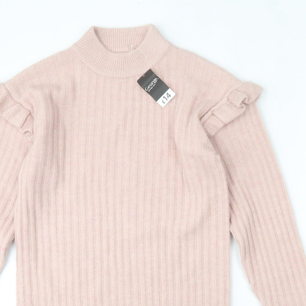 George Girls Pink  Acrylic Jumper Dress  Size 12-13 Years  Round Neck