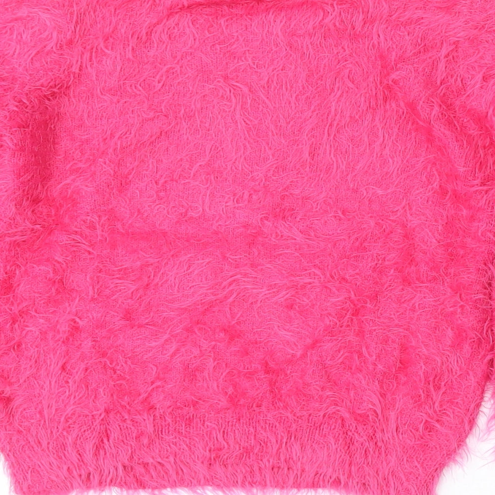 Marks and Spencer Girls Pink Round Neck  Polyamide Pullover Jumper Size 7-8 Years