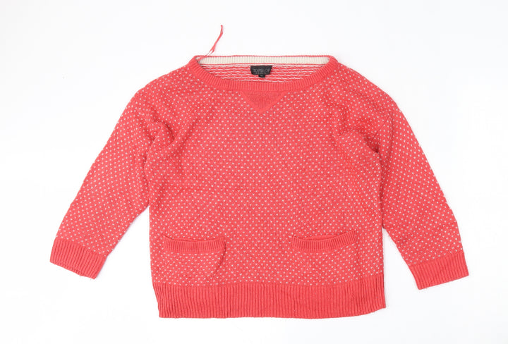 Topshop Womens Red Round Neck Geometric Acrylic Pullover Jumper Size 10