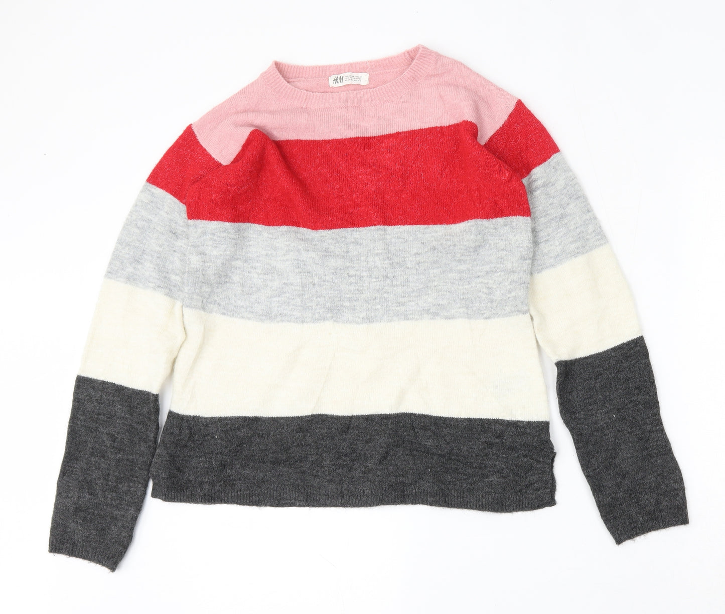 H&M Girls Multicoloured Round Neck  Acrylic Pullover Jumper Size 12 Years