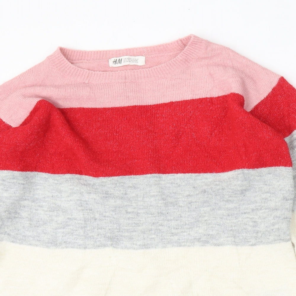 H&M Girls Multicoloured Round Neck  Acrylic Pullover Jumper Size 12 Years