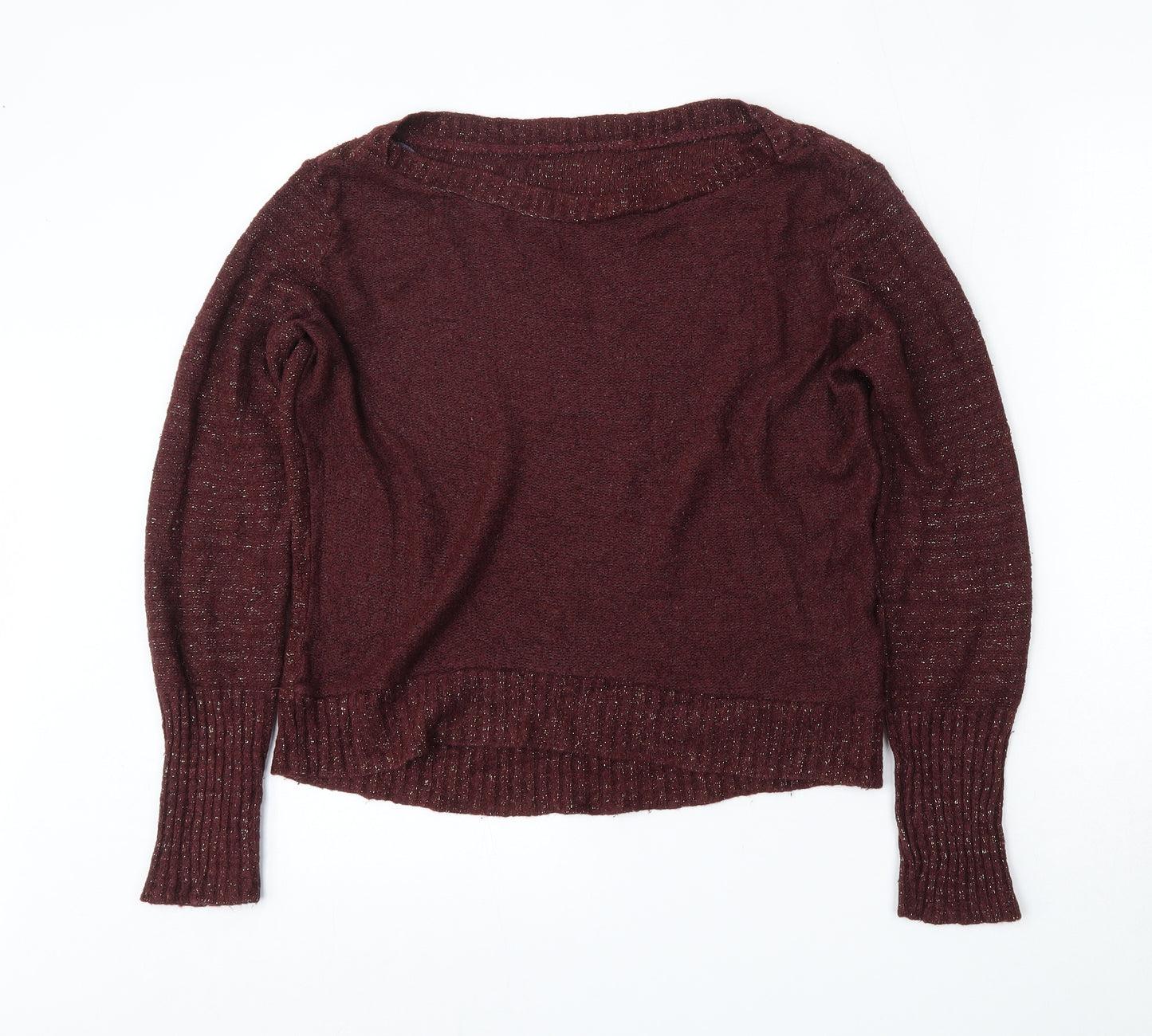 Peacocks Womens Red Round Neck  Acrylic Pullover Jumper Size 10
