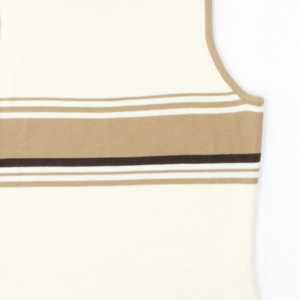 AMARANTO Womens White Round Neck  Acrylic Vest Jumper Size L