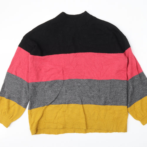 Matalan Womens Multicoloured Round Neck Striped Acrylic Pullover Jumper Size S