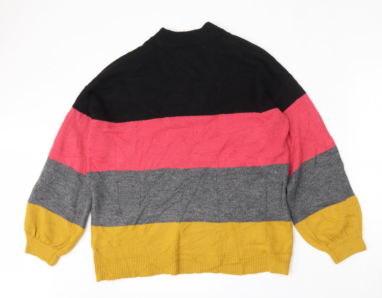 Matalan Womens Multicoloured Round Neck Striped Acrylic Pullover Jumper Size S