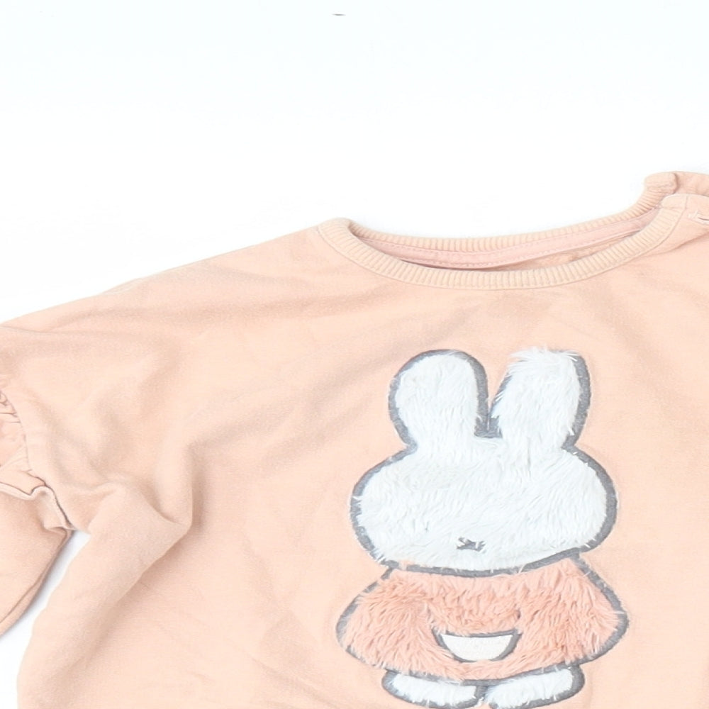 F&F Girls Pink  Cotton Pullover Jumper Size 12-18 Months