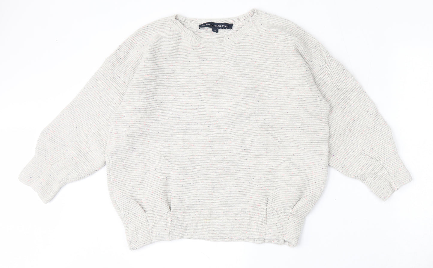 French Connection Womens Grey Round Neck  Cotton Pullover Jumper Size S