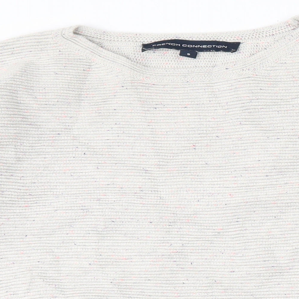 French Connection Womens Grey Round Neck  Cotton Pullover Jumper Size S