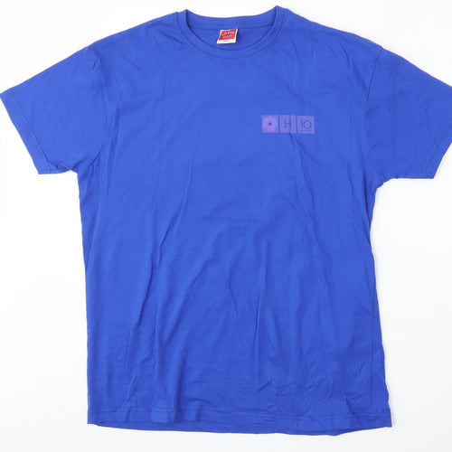 Loren Scott Womens Blue  Polyester Basic T-Shirt Size L Round Neck