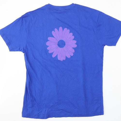Loren Scott Womens Blue  Polyester Basic T-Shirt Size L Round Neck