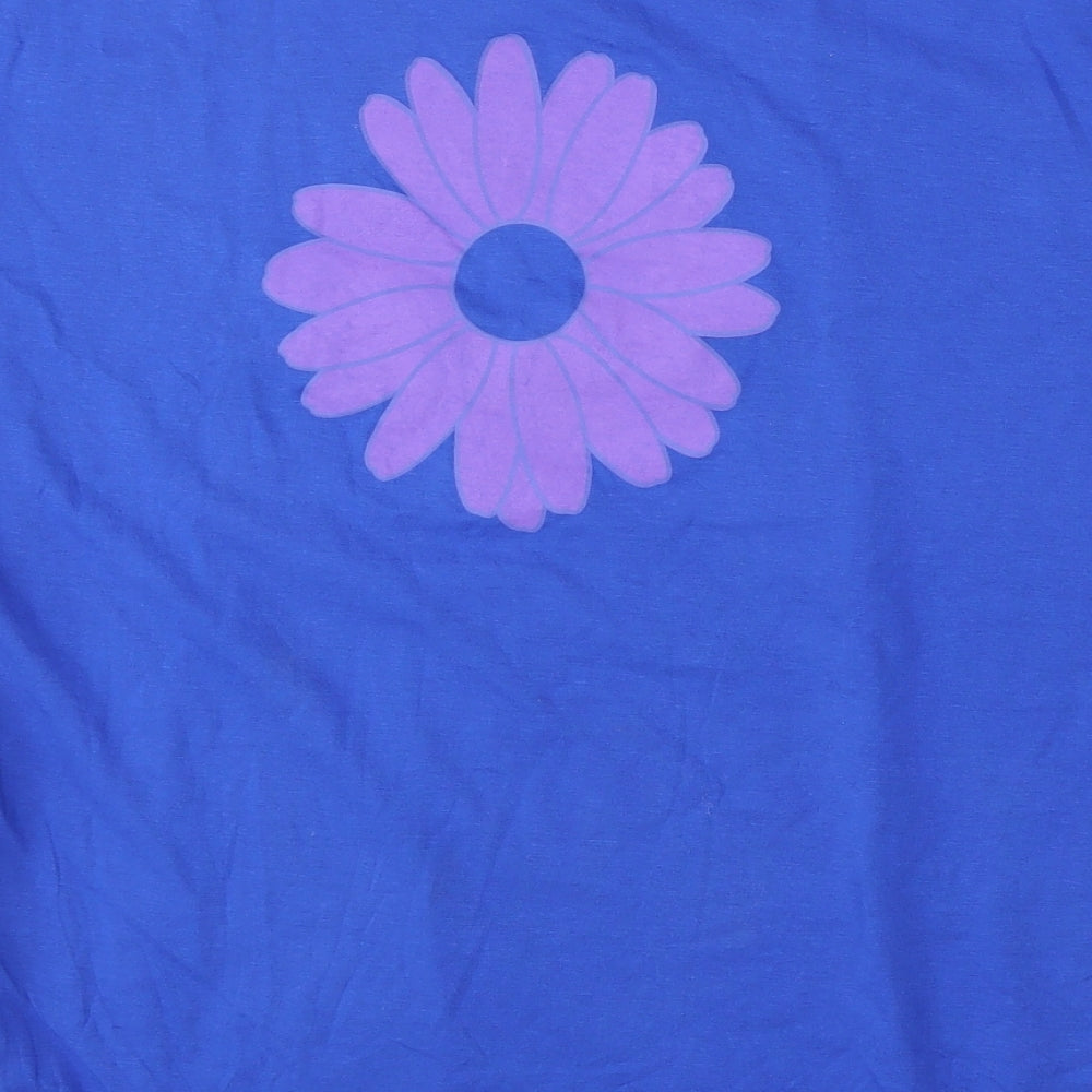 Loren Scott Womens Blue  Polyester Basic T-Shirt Size L Round Neck