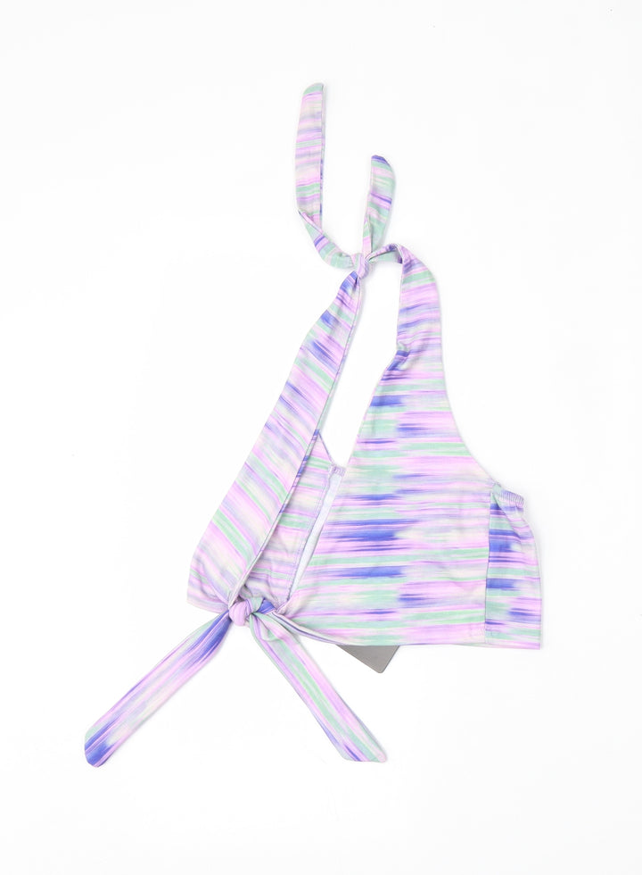 PRETTYLITTLETHING Womens Multicoloured Striped Polyester Basic Blouse Size 6 Round Neck