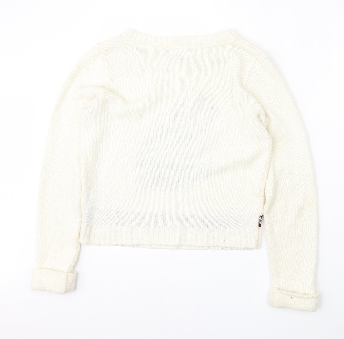 SoulCal&Co Womens White Round Neck  Acrylic Pullover Jumper Size XS