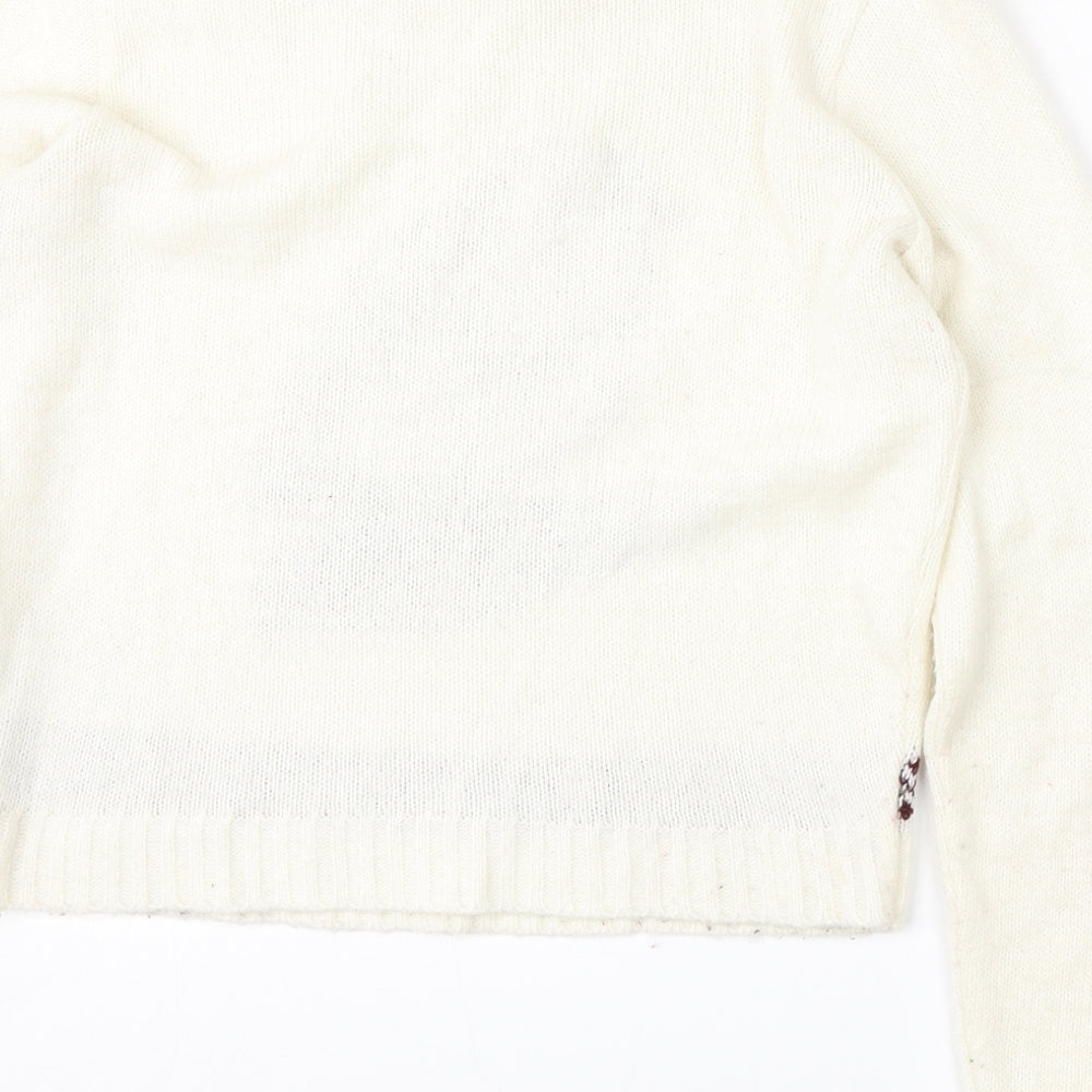 SoulCal&Co Womens White Round Neck  Acrylic Pullover Jumper Size XS