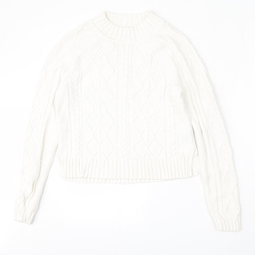 Gap Womens White Round Neck  Cotton Pullover Jumper Size XS