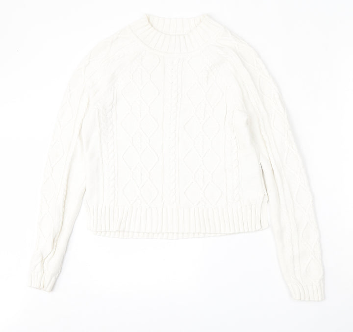 Gap Womens White Round Neck Cotton Pullover Jumper Size XS