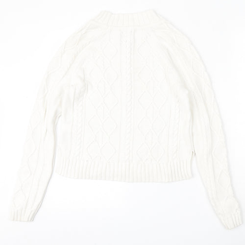 Gap Womens White Round Neck  Cotton Pullover Jumper Size XS