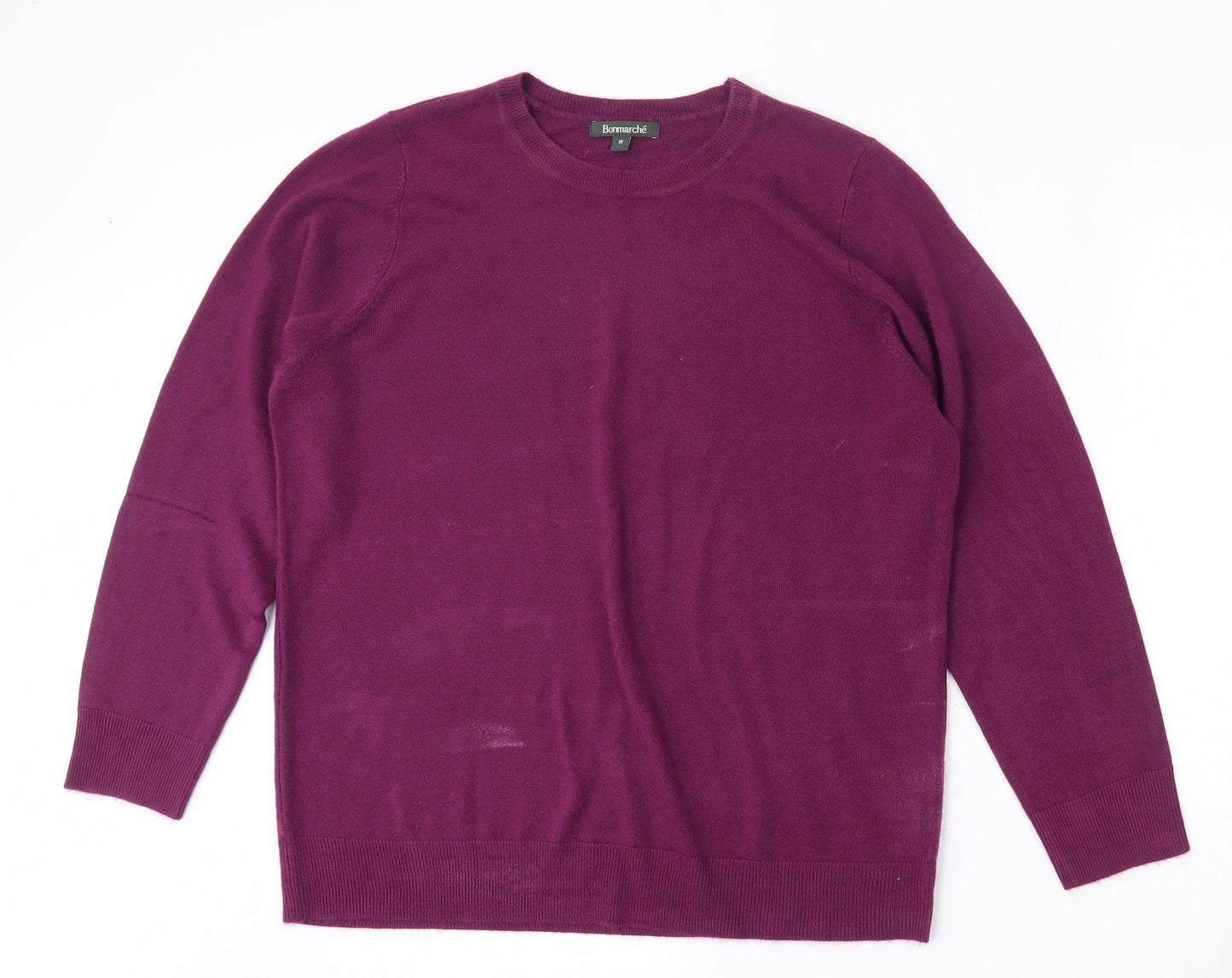 Bonmarché Womens Purple Round Neck  Acrylic Pullover Jumper Size 18