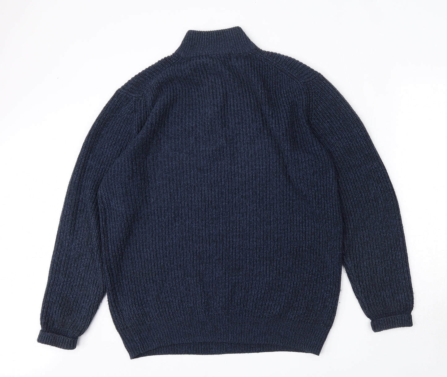 NEXT Mens Blue Mock Neck  Acrylic Pullover Jumper Size L
