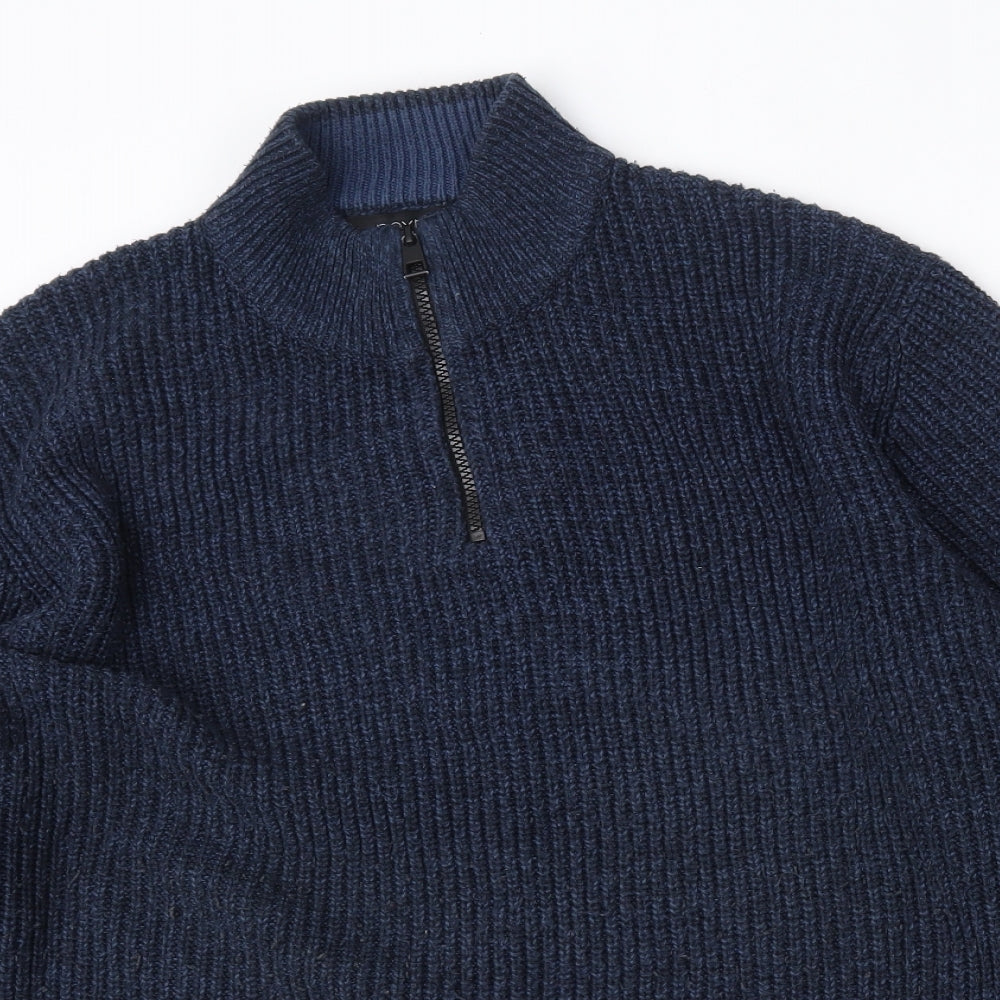 NEXT Mens Blue Mock Neck  Acrylic Pullover Jumper Size L