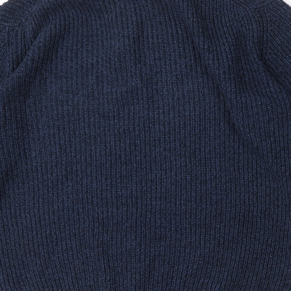 NEXT Mens Blue Mock Neck  Acrylic Pullover Jumper Size L