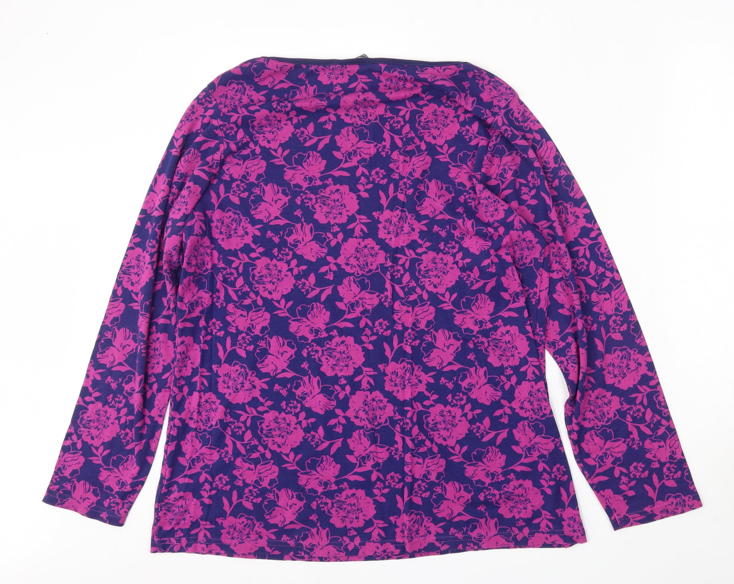 George Womens Purple Floral Cotton Basic T-Shirt Size 20 Round Neck