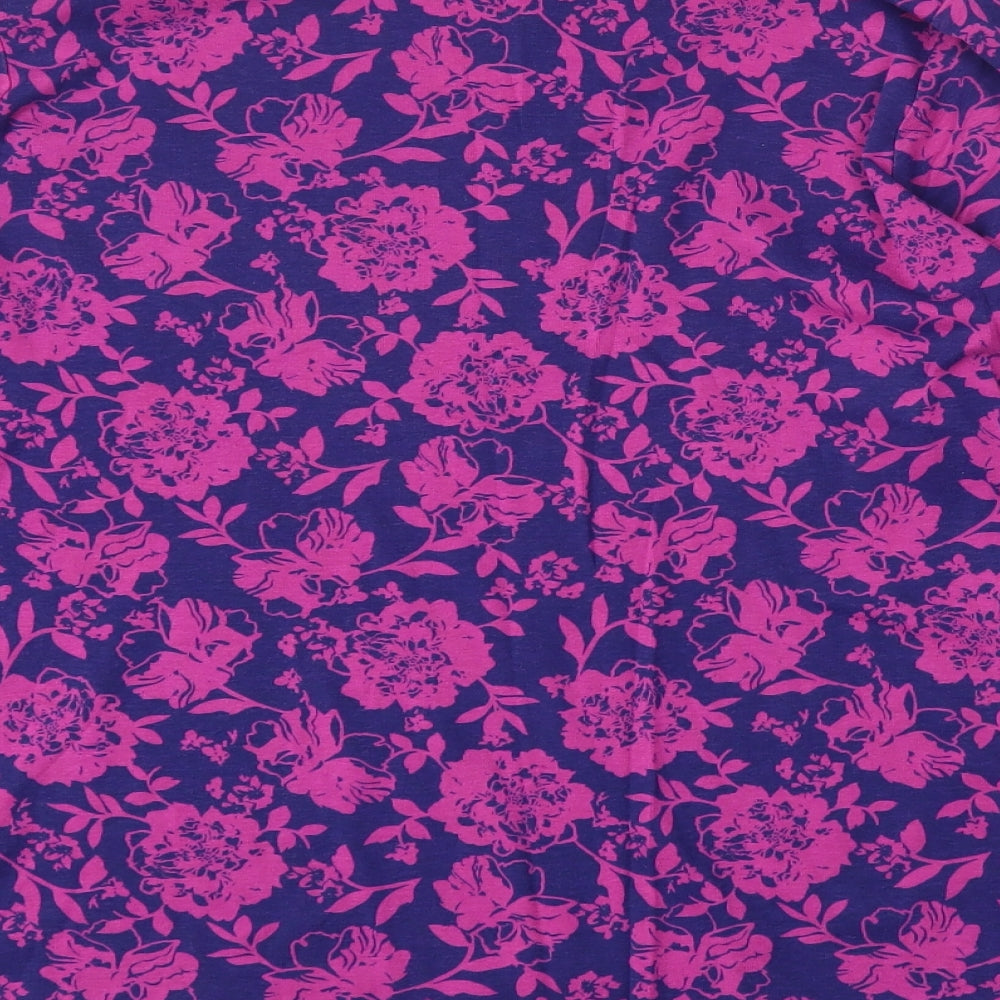 George Womens Purple Floral Cotton Basic T-Shirt Size 20 Round Neck