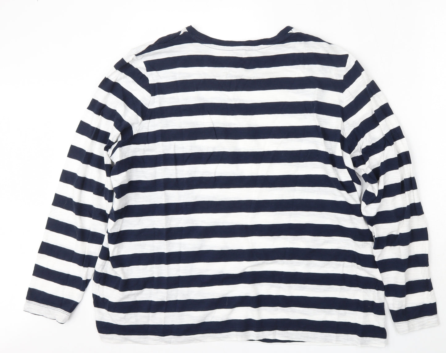 Marks and Spencer Womens Multicoloured Striped Cotton Basic T-Shirt Size 18 Round Neck