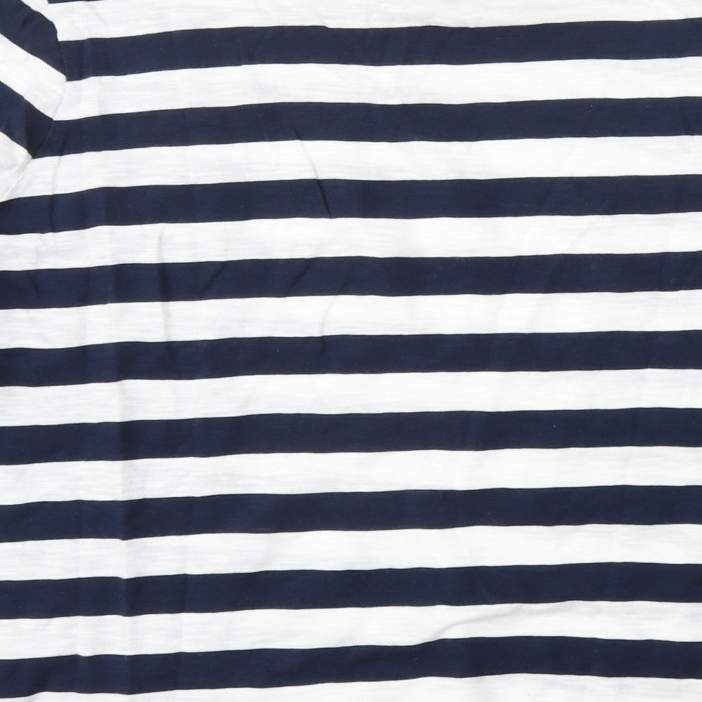 Marks and Spencer Womens Multicoloured Striped Cotton Basic T-Shirt Size 18 Round Neck