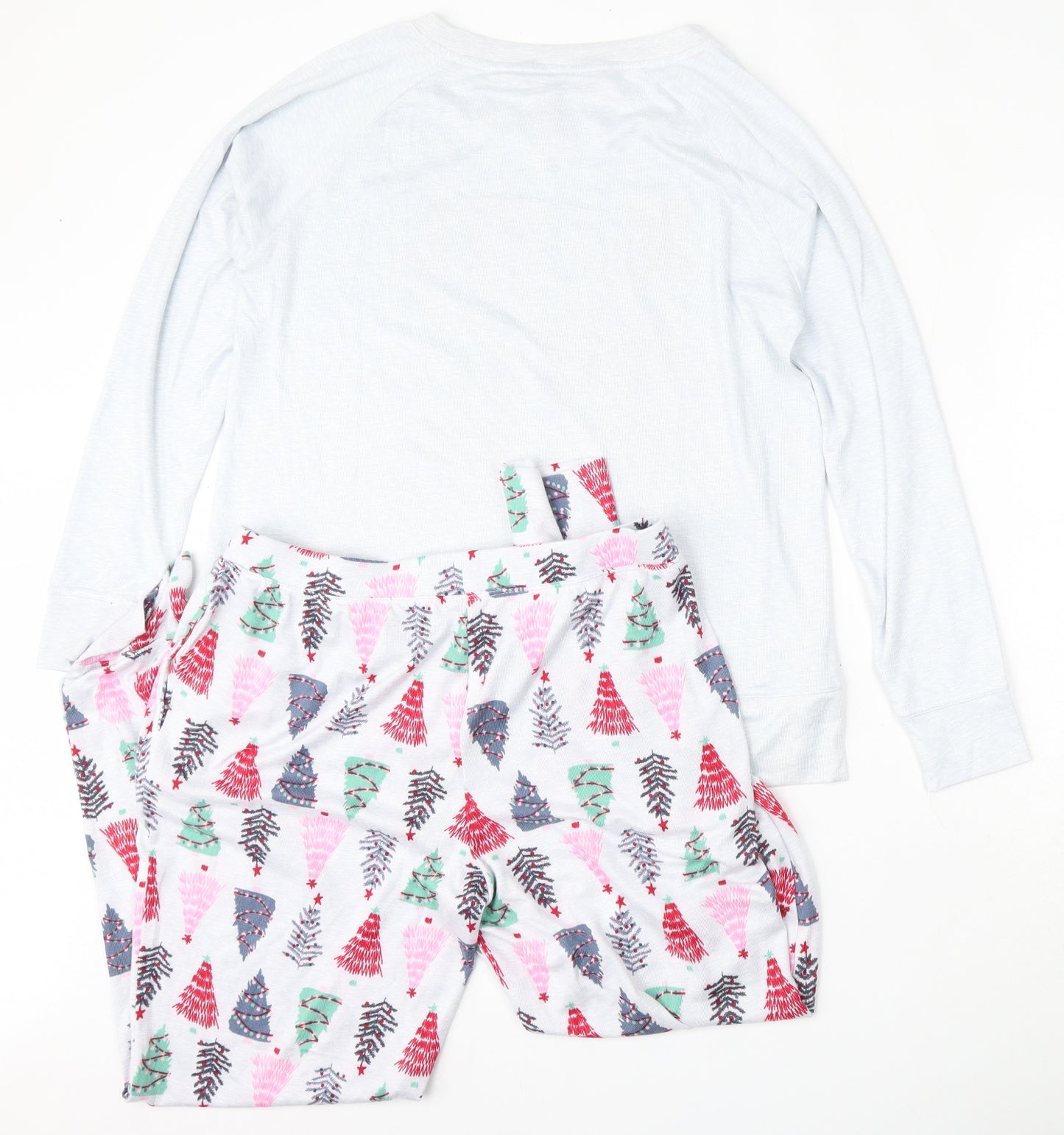 Jaclyn Intimates Womens Multicoloured Geometric Polyester Top Lounge Set Size M   - Christmas