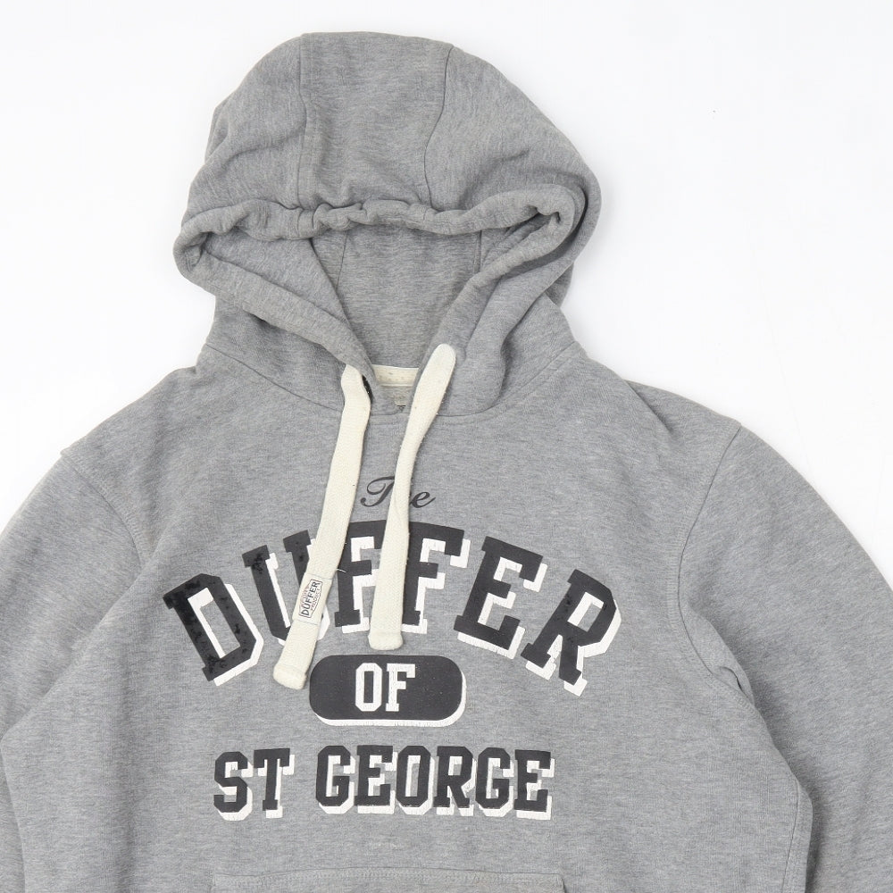 Duffer of St. George Mens Grey Polyester Pullover Hoodie Size M 