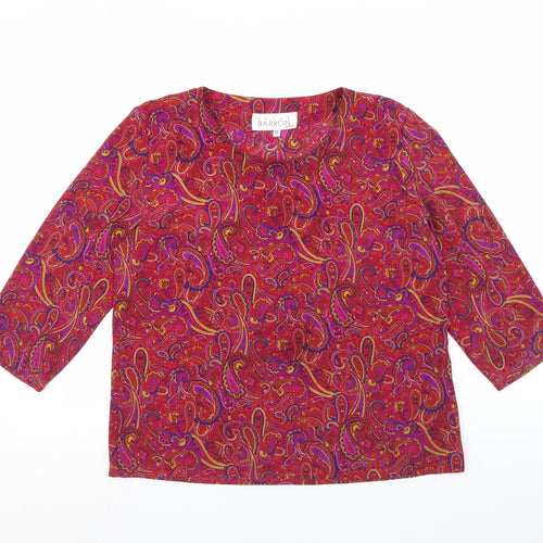 Peter barron Womens Purple Paisley Polyester Basic Blouse Size 12 Scoop Neck