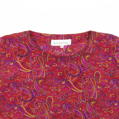 Peter barron Womens Purple Paisley Polyester Basic Blouse Size 12 Scoop Neck