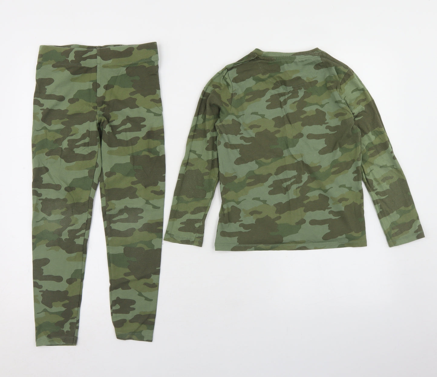 Marks and Spencer Boys Green Camouflage Cotton  Pyjama Set Size 7-8 Years   - Pyjama Set