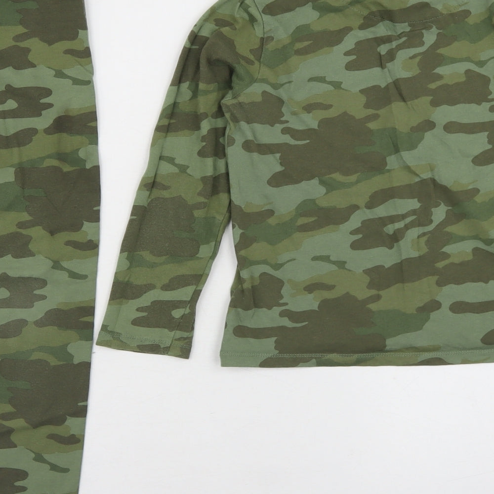 Marks and Spencer Boys Green Camouflage Cotton  Pyjama Set Size 7-8 Years   - Pyjama Set