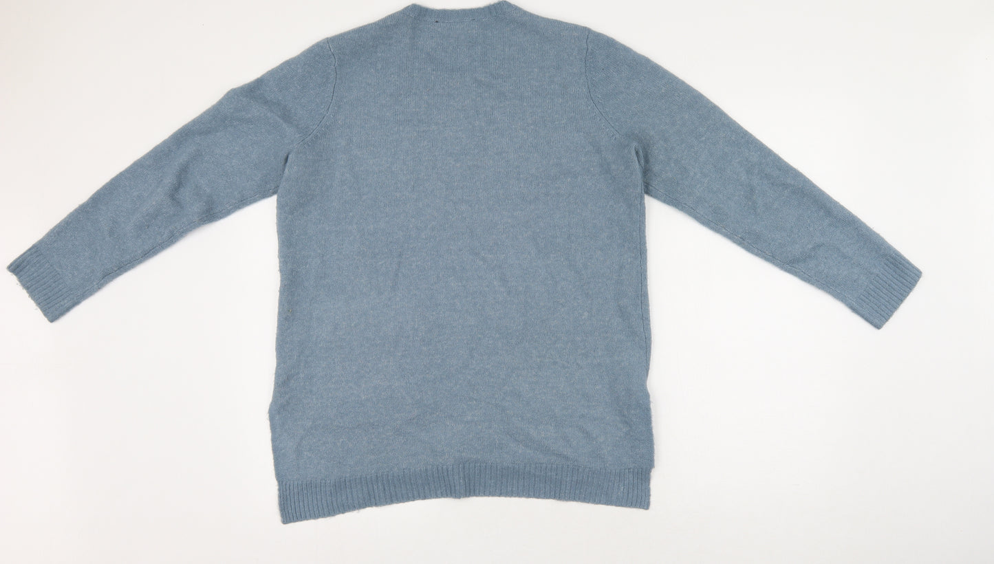 Picadilly Womens Blue Round Neck  Acrylic Pullover Jumper Size S