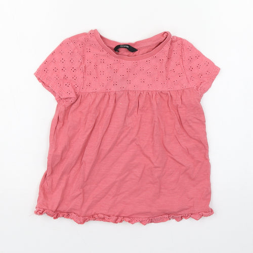 George Girls Pink  100% Cotton Basic Blouse Size 4-5 Years Round Neck Pullover