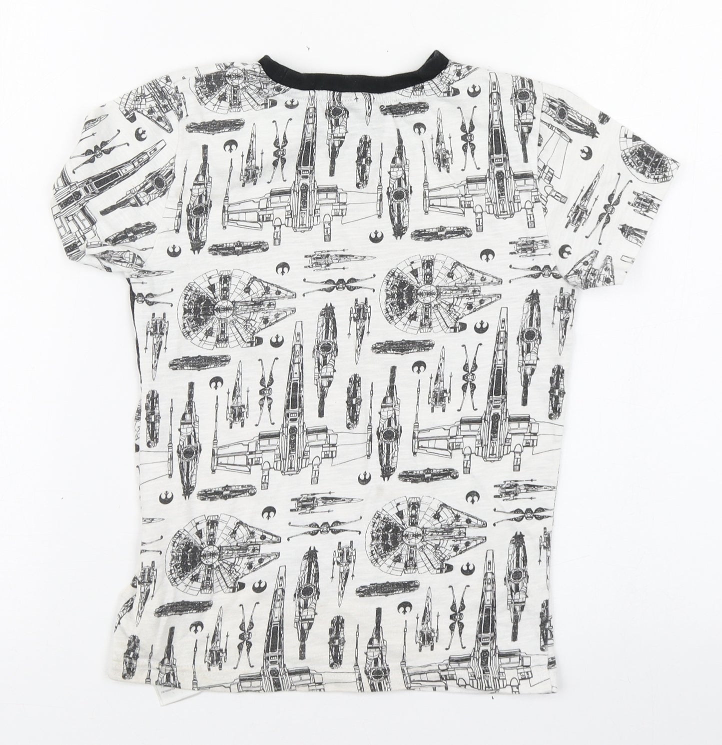 Debenhams Boys White Geometric Cotton Basic T-Shirt Size 6-7 Years Round Neck Pullover - Star Wars